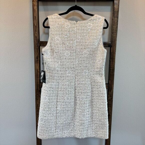 NWT Adrianna Papell Women’s Ivory Sequin Tweed Sheath Dress - Picture 6 of 8